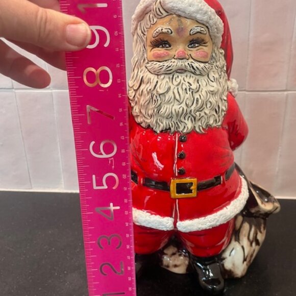 SANTA CLAUS WITH SACK HAND PAINTED CERAMIC FIGURINE STATUE 10" VINTAGE CHRISTMAS - Picture 10 of 10